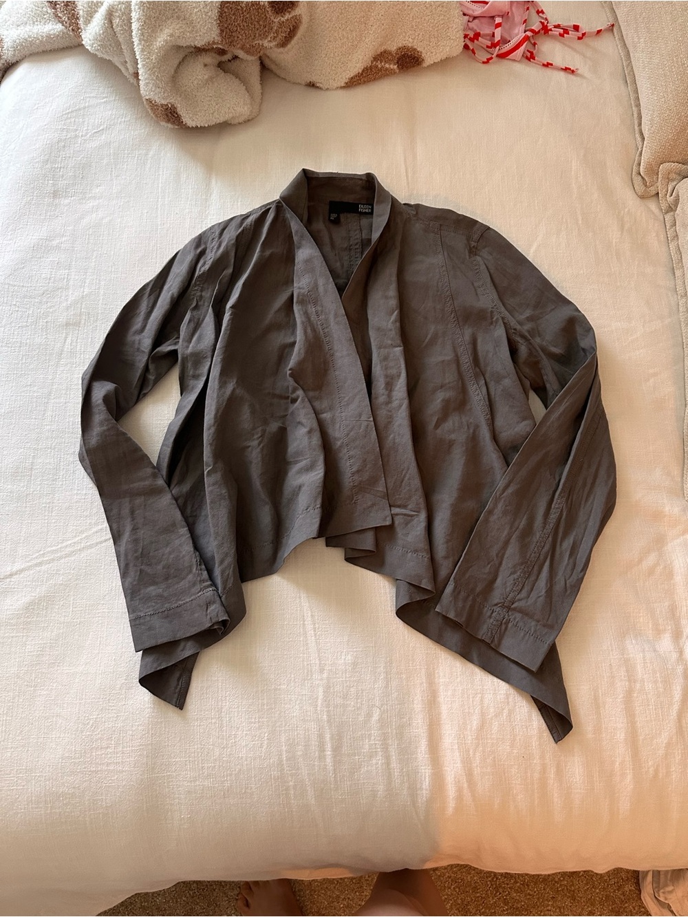 Eileen Fisher Lightweight Cropped Draped Women's Jacket - Gray